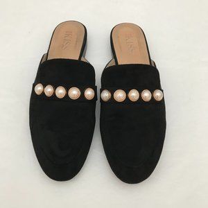 RED KISS Women's Velvet Pearl Strap Slip on  slide loafer Shoes